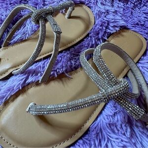 Rhinestone thonged sandal